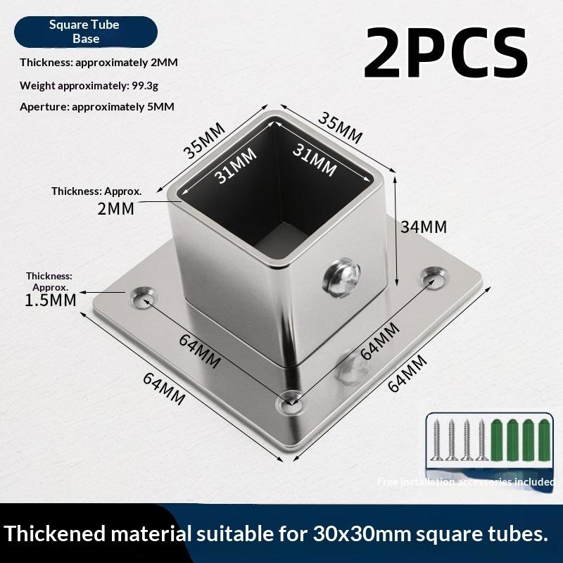 1/2 Sets Flensbasis Roestvrij Staal Vierkante Buis Connector Buis Buiten Diameter. 25/30/35mm Hoekstuk Klemmen voor Hekpaal
