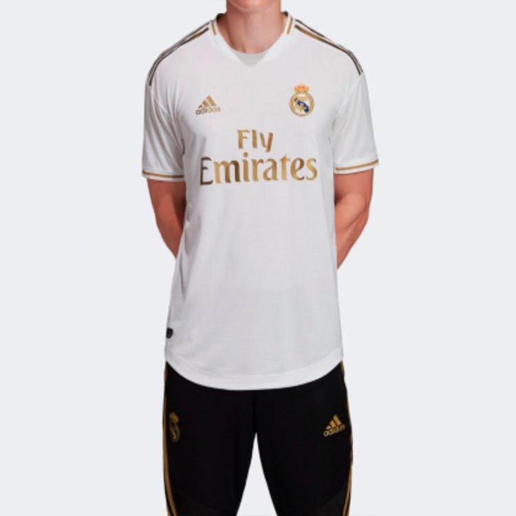adidas Real Madrid 19-20 Season Player Edition Home Alphabet Logo Stripe Sports Soccer/Football Short Sleeve White Men's DW4436
