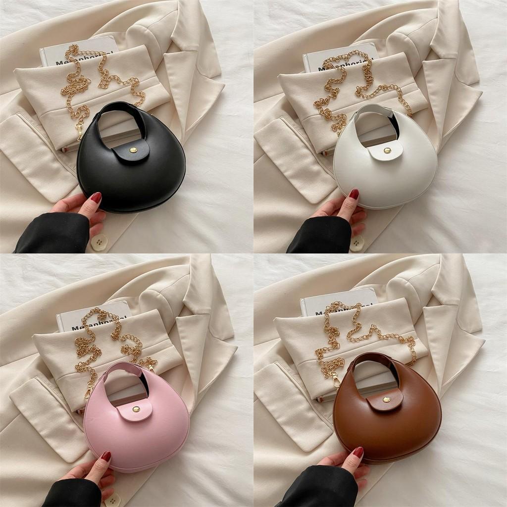 Dumpling Shaped Girls Chain Crossbody Bag With Magnet Closure For Daily Fashion