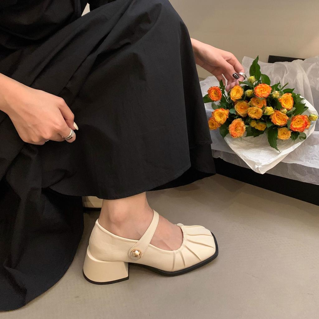 Fashion Elegant With Medium Heels Mary Jane Shoes for Women Square Toe Woman Pumps Quick Delivery Shoe Chic Point 39 2025 Trend Footwear