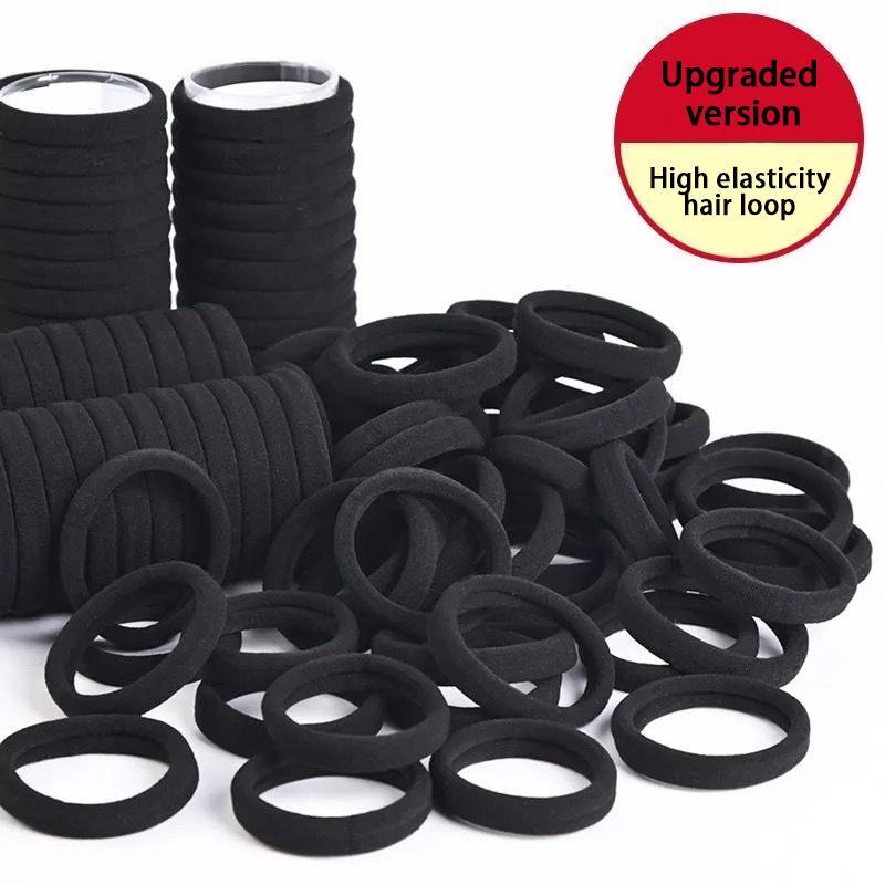 

50/100 шт. Черные резинки для волос для женщин, девочек, повязка на голову, высокоэластичная резинка, резинки для волос, держатель для хвостика, скранчи, аксессуар 50PCs