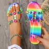 Large size candy color one-word cool slippers women's new fashion rhinestone outdoor summer casual cool slippers women