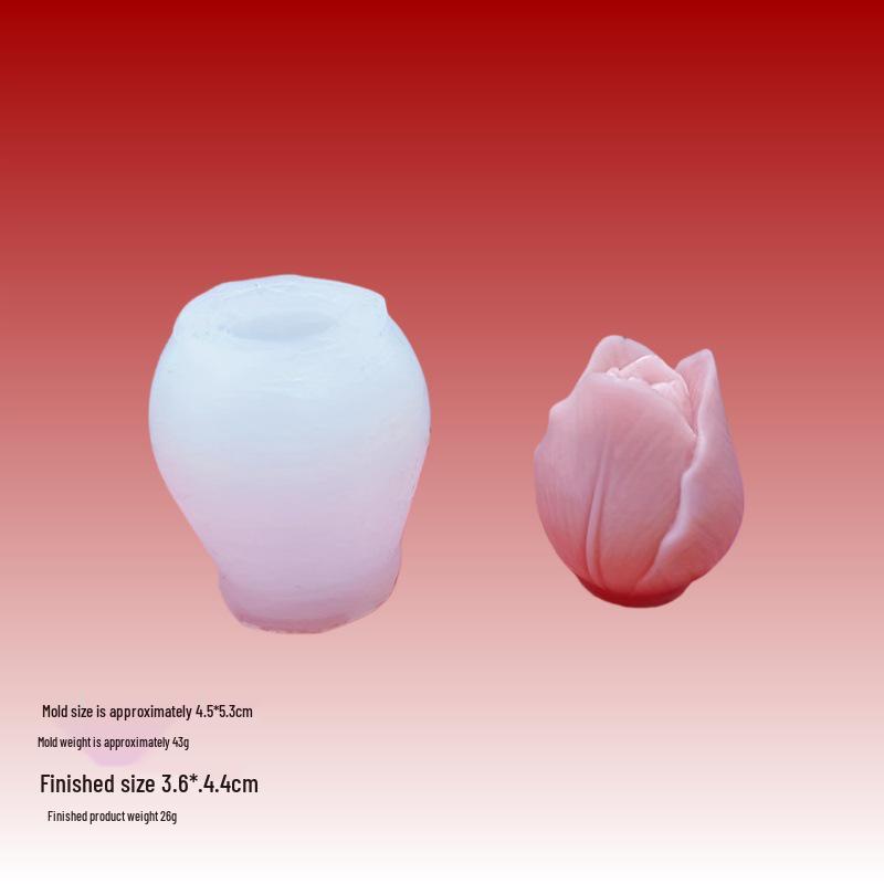 Tulip Rose Aroma Candle & Plaster Mold for DIY Flowers and Cake Decoration