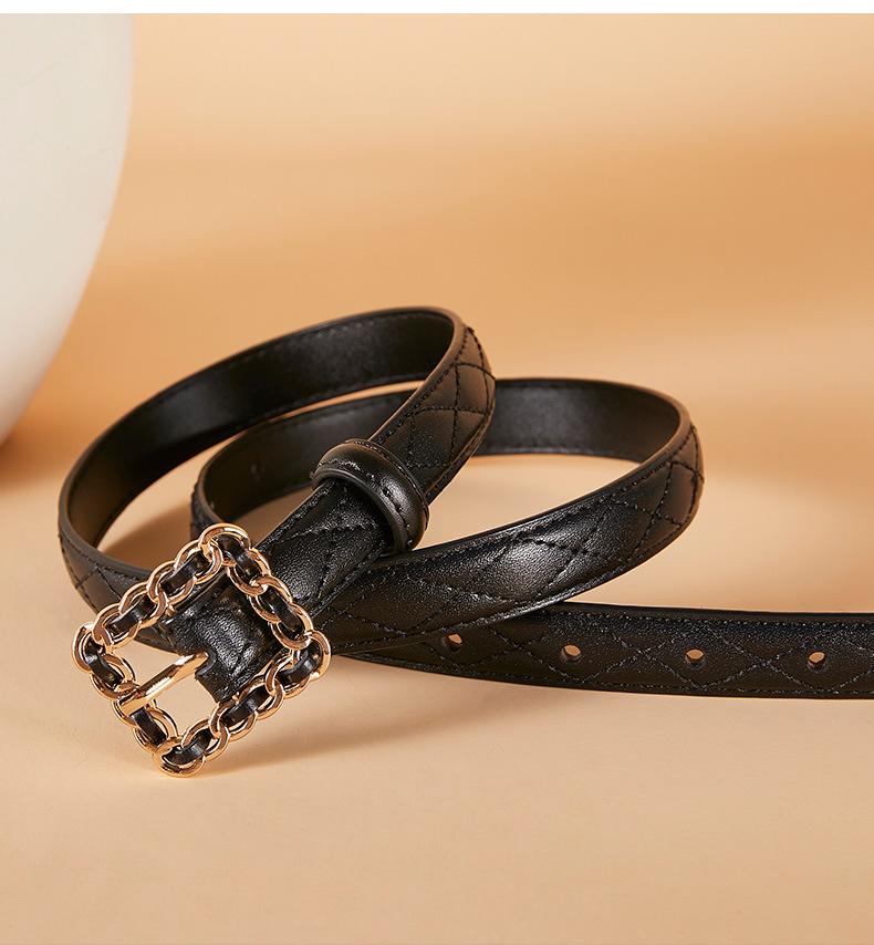 Women'S Belt Fashion Versatile Thin Belt New Dress Decorative Smooth Buckle Skirt Women'S Belt Women'S