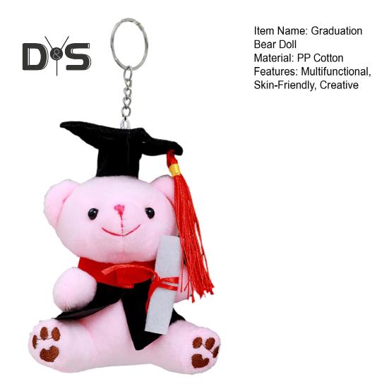 Eksamen Teddybjørn med PhD-hatt Hypoallergenisk Plysj Kosedyr Barn Følge Dukke Nøkkelringtilbehør & Skrivebordsdekor for Nyutdannede