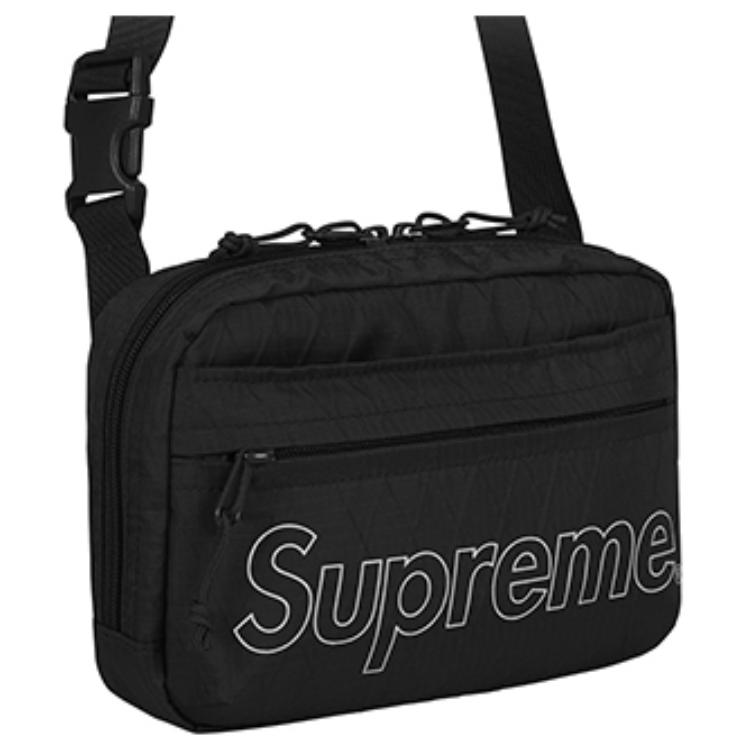 New Supreme FW18 Nylon Fabric Shoulder Bag, Crossbody Bag Regular Unisex Black SUP-FW18-6870