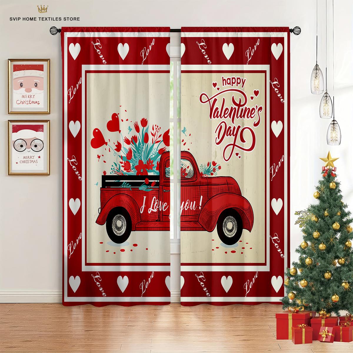 

Santa Claus Printed Window,Curtains Christmas Tree, Car, Snowflake, Bed,Chamber Living Room, Dining Room, Window Decor, 2 Pcs W50X130H(CM)X2PCS&Rod pocket