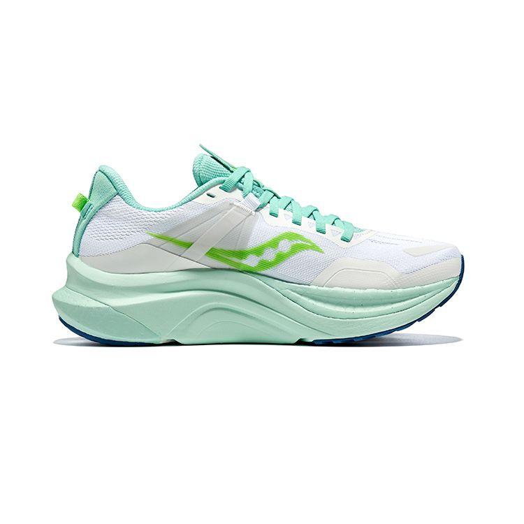SAUCONY Tempus Comfortable Mesh Cushioning Breathable Rebound Low-Top Running Shoes Women Sneaker White Green S10720-115