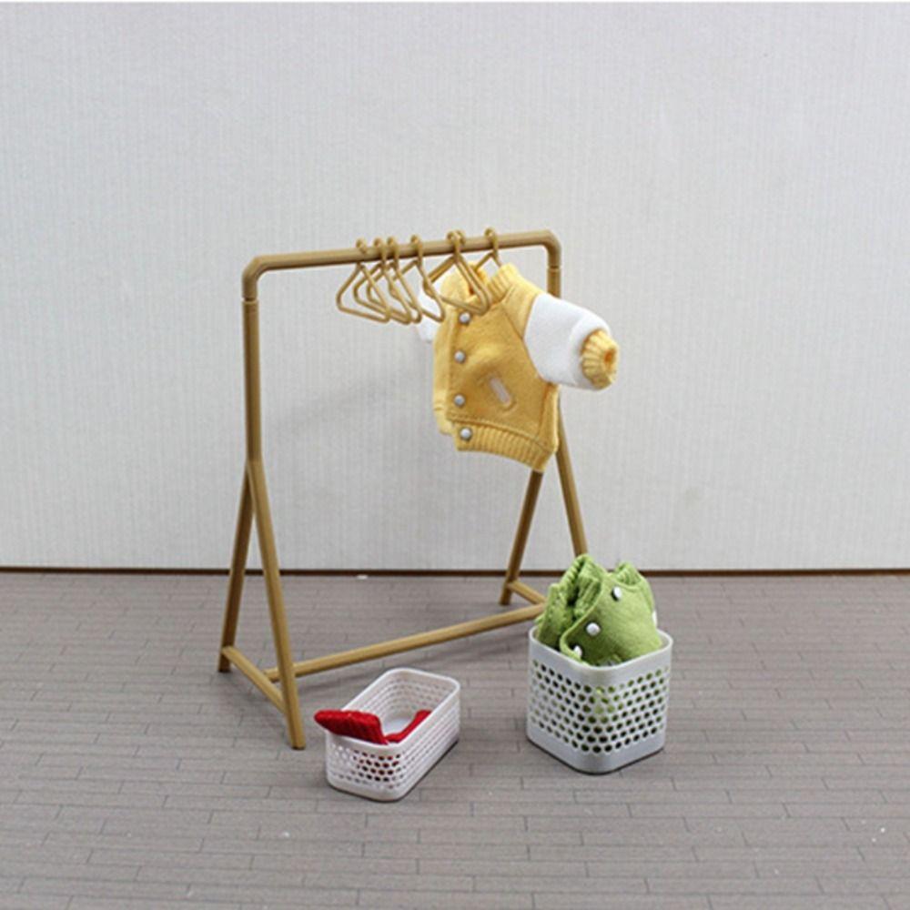 Display Stand Miniature Hangers 1/12 Scale Dollhouse Clothing Rack Doll Clothes Rack  Kid Toy