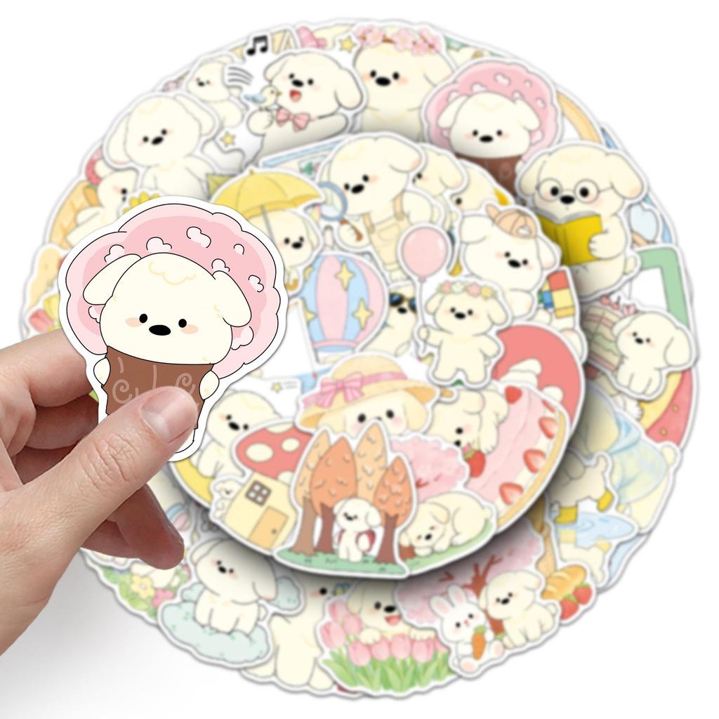 52 Hand-Drawn Cute Spring Puppy Stickers - Original Pet Animal Decor for Journals