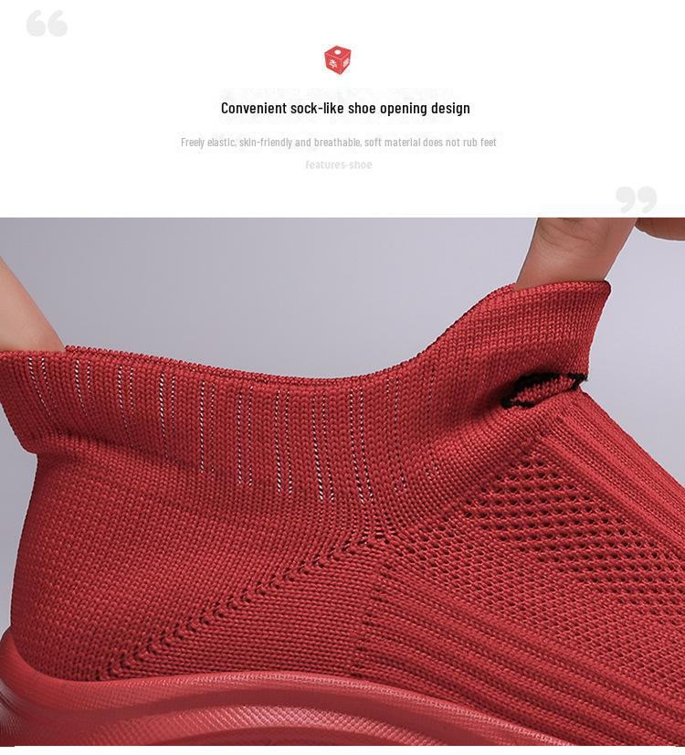 Große Damen Flyknit Atmungsaktive Freizeit Ältere Socken Schuhe