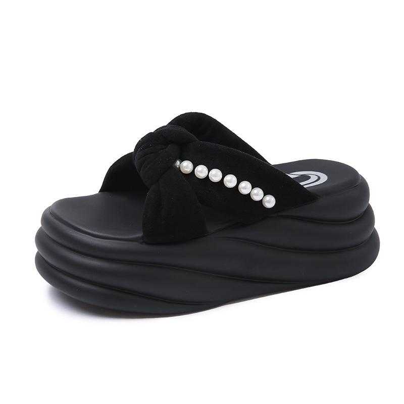 2025 with Skirt Style with Pearl Cross New Fairy Fashion French Sandals Platform Cool Slippers Female Summer Wear