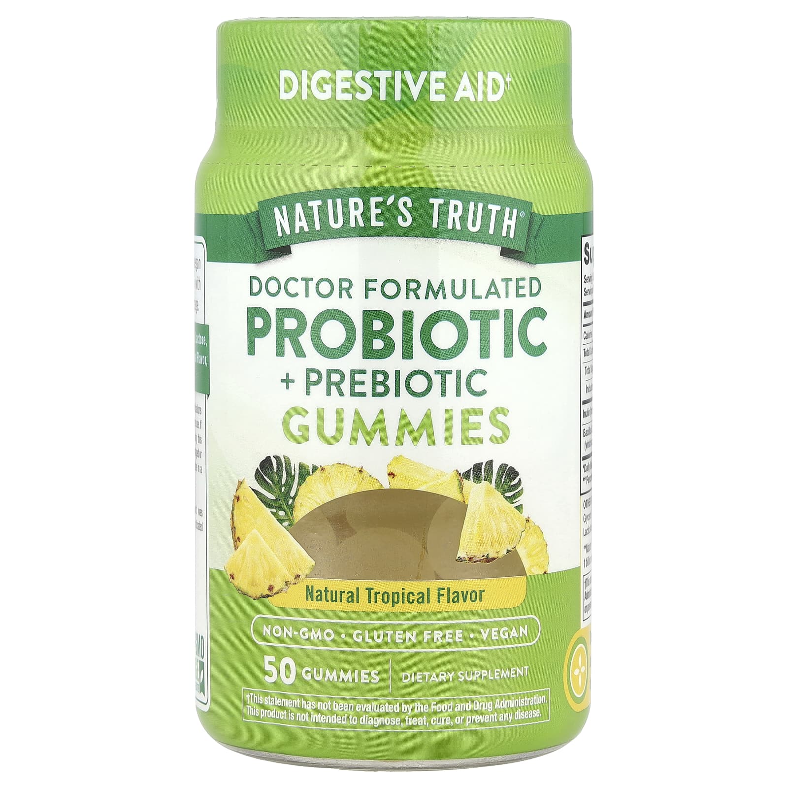 

Nature S Truth, Probiotic + Prebiotic Gummies, Natural Tropical, 50 Gummies