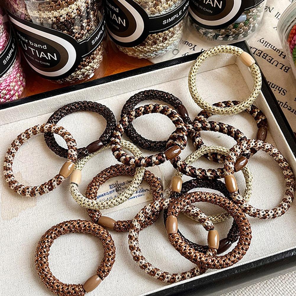 15pcs/set Braided Highly Elastic Hair Tie Durable Multi-colored Thick High Ponytail Rubber Band Headwear Hair Accessories