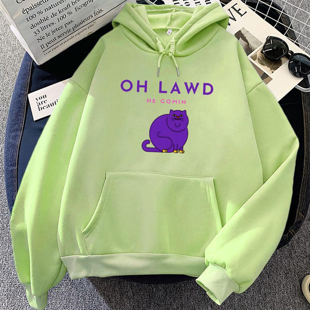 Long Sleeve Men/Women Hoodies Oh Lawd He Treading Letter Printing Sweatshirts Cartoon Funny Graphic Sudaderas Fleece Soft Hoodie