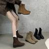 South Korea Dongdaemun Thick Heel Short Boots Women's Thin Boots 2025 Autumn and Winter New Square Head Zipper Commuter Simple Boots