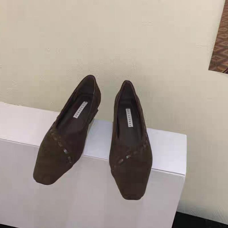 French Inner Heightened Small Square Toe Single Shoes Women's Autumn Commuting Versatile Temperament Shallow Boat Shoes