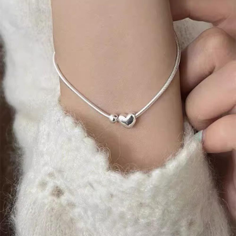 2025 New Trend Copper Silver Plated Love Snake Chain Bracelet Valentine's Day Gift Women's Elegant High Quality Bracelet Gift