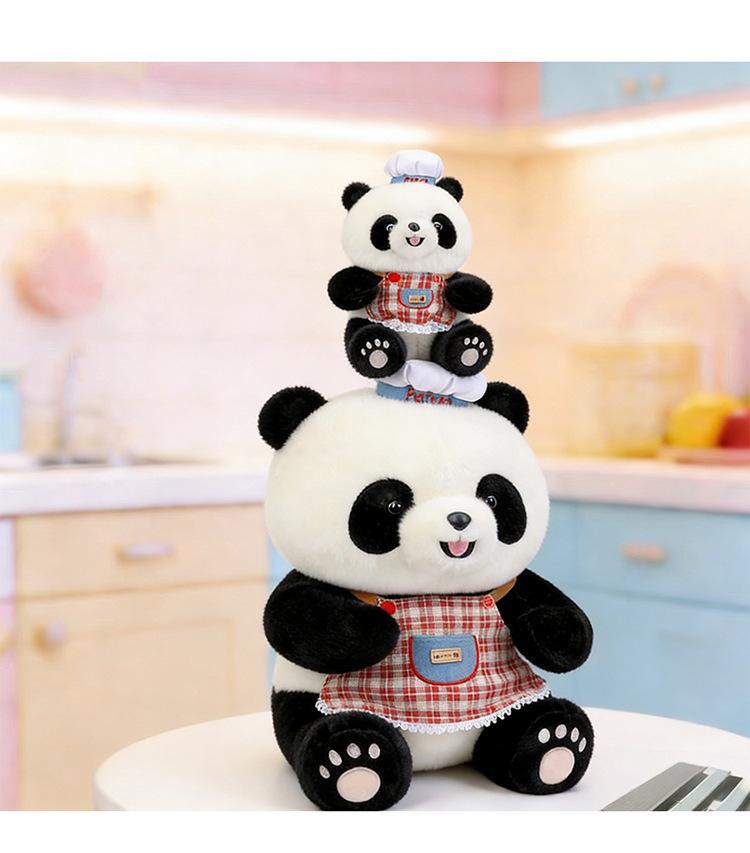 Cute Chef Panda Plush Toy with Apron - Children's Comfort Doll & Birthday Gift