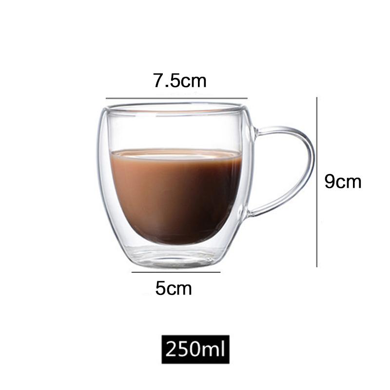 2/3/4Pcs Double Wall High Borosilicate Glass Mug Heat Resistant Tea Milk Lemon Juice Coffee Water Cup Bar Drinkware Lover Gift