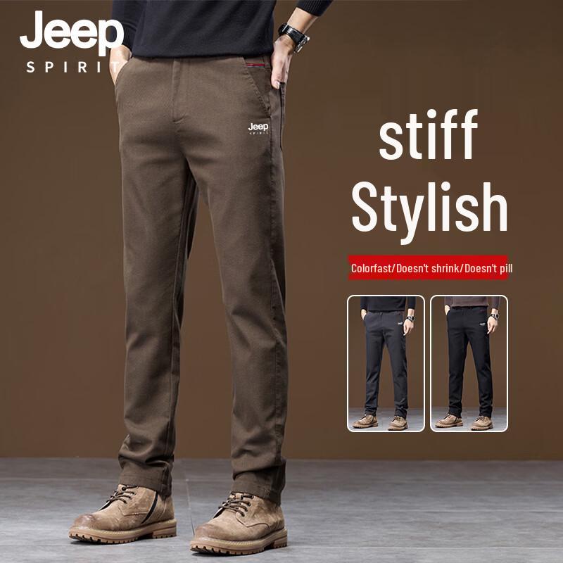 JEEP SPIRIT Men s Casual Straight-Leg Slim Fit Stretch Trousers 29