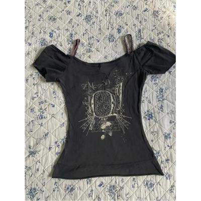T-shirt gothique à manches courtes, style décontracté, streetwear, style années 90, style gothique, slim, pour femme, style vintage, punk, sexy