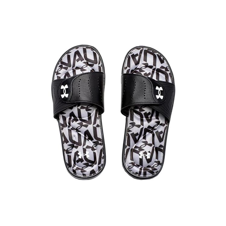 Under Armour  Ignite 6 Graphic Footbed Slide Halo Grey Black Women Sneakers 3023767-105