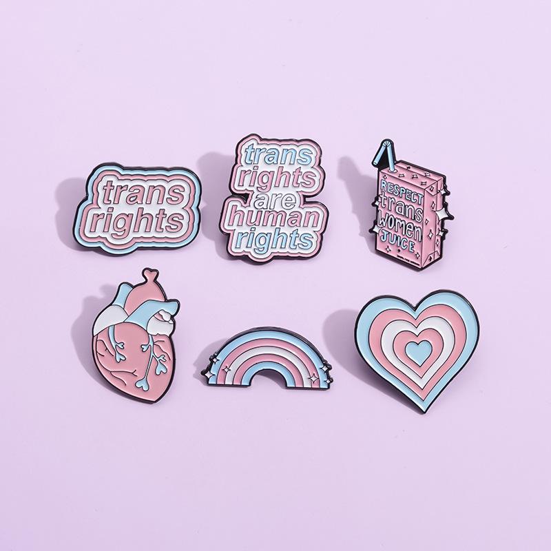 European & American Creative Cartoon Rainbow Heart Juice Box Metal Badge