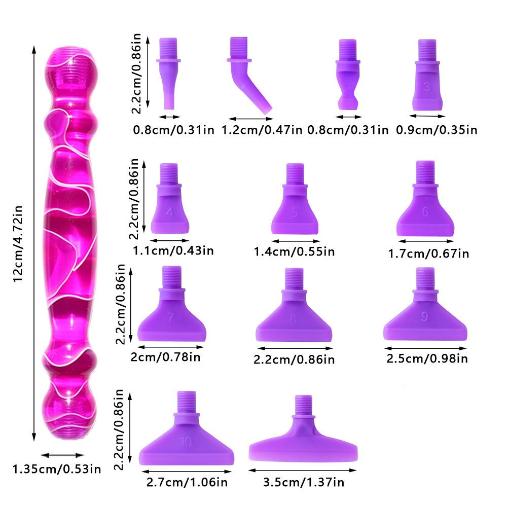 13pcs Diamond Art Painting Pen Kit - Ergonomic Resin Pen with 12pcs Screw Thread Tips, Multi Placer Tips for DIY Crafts