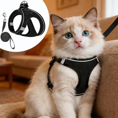 Bėgimui atspari katės petnešų ir pavadėlio komplektas | Atspindintis minkštas tinklelio liemenė saugiai veiklai lauke su kačiukais