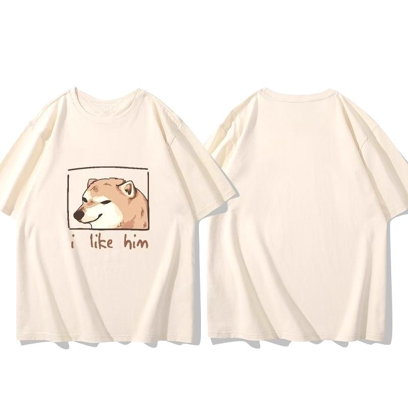 

2025 Autumn and Winter Fashionable and Comfortable Cotton T-shirt Dog ID Card Printing Men and Women Large Size Couple T-shirt 4XL