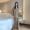 Women's Plus Size Comfy & Breathable Pajama Set: Autumn Slimming Round Neck for Indoor/Outdoor Wear