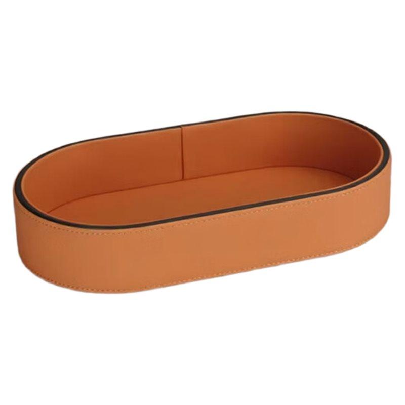 Desktop Cosmetics Storage Box PU Leather Jewelry Organizer Miscellaneous Tray Home Room Decoration Entrance