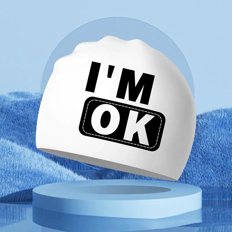 Silikon-Badekappen für Erwachsene für Damen langes Haar wasserdicht Ohrenschutz Badekappe Frau bedruckte Badekappe Schwimmzubehör