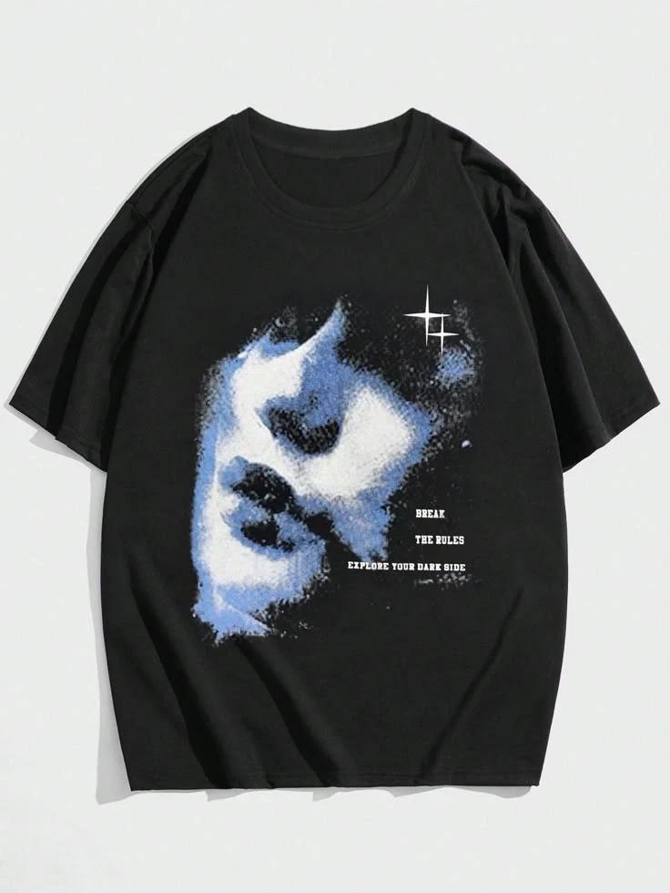 

Abstract Face Dark Aesthetic Explore Dark Side Graphic T T-Shirt 4XL