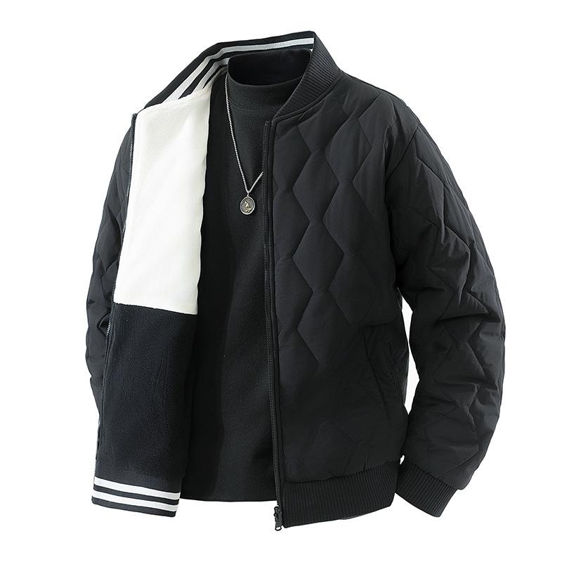 Large Men's Coat, Thick Standing Collar Jacket, Cotton Jacket, Baseball Collar, Men's