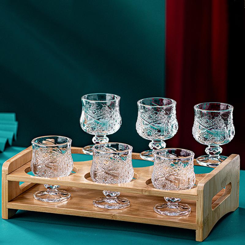 6pcs Set Shot Glass Small Liquor Goblet Red Wine Glasses Exquisite Mini Spirits Cup Transparent Drinkware Wedding Party Glass