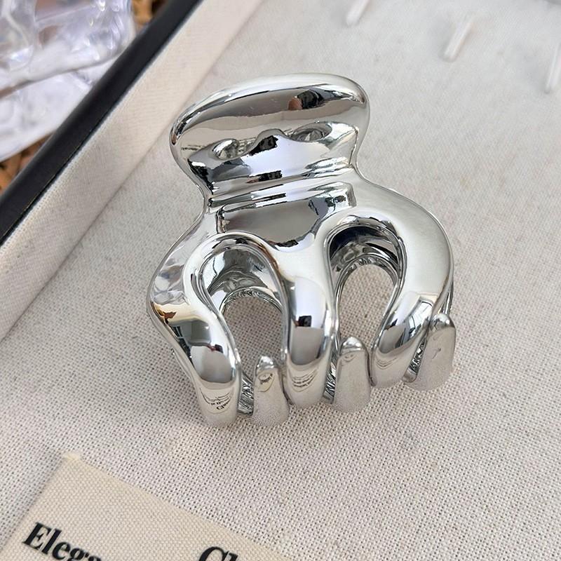 

Elegant Silver Imitation Metal Hair Clip Women s Shark Clamp High-End Hair Accessories Stylish Hair Grips for Ladies