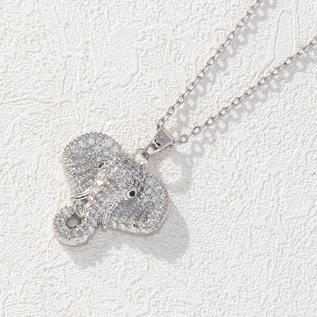 Micro-Set Zircon Elephant Pendant Necklace Titanium Steel Women's Fashion Versatile Minimalist Collarbone Chain Jewelry