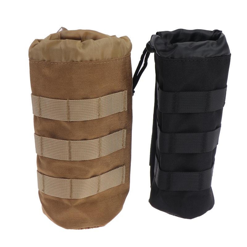 Water Bottle Pouch 1Pcs Tactical Nylon Drawstring Portable Kettle Holder for Camping Hiking Cycling Running Daily Use