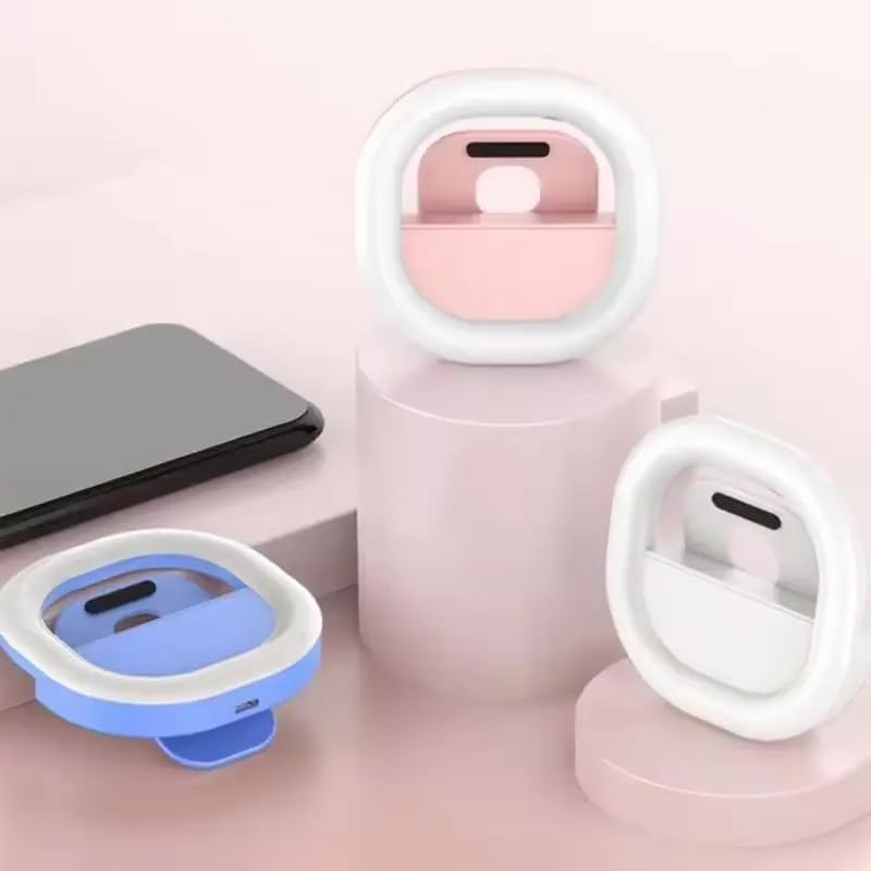LED Selfie Ring Light, Rechargeable Mini Clip-on Phone, Tablet, Laptop, Camera Lighting with 3 Brightness Levels (White)