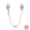 Star Moon Slide Safety Chains Charms 925 Sterling copper Heart Evil eyes Silicone Spacer Beads Fit Original Bracelet DIY Zircon