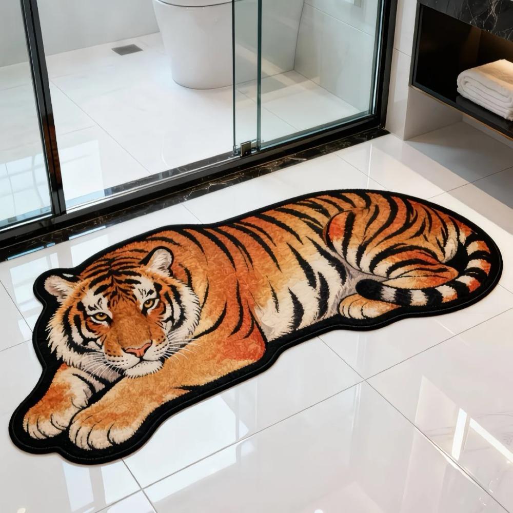 Anti-slip Lion Doormat 2D Flat Wolf Floor Mat Creativity Tiger Carpet Rug  Bedroom Bathroom