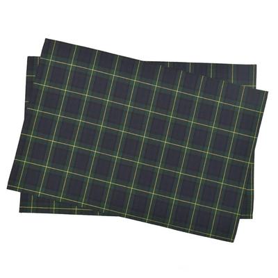 COLORFUL CANDY STYLE Placemats X No Set of Tartan Dark No for NL200920 (40cm 60cm) Water-repellent, Iron, 2, Check, Green, Water-repellent,