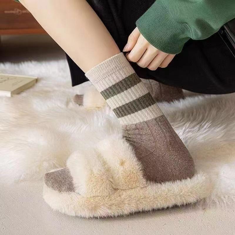 5 Pairs Striped Print Socks, Comfy & Soft Mid Tube Socks, Women's Stockings & Hosiery