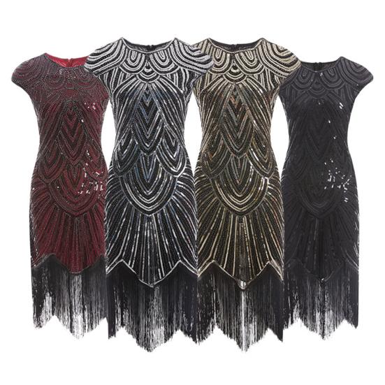 Dress Tassels O-Neck Women Fashion Sleeveless Dress for Banquet