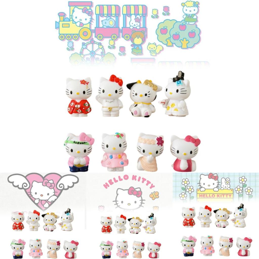 Adorable 8 Piece Hello Kitty Cartoon Figurine Collection Pvc Toy Set For Display