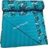 Aizza Trends Handmade Pure Cotton Printed Kantha Quilt  - Traditional Look Bed Spread Kantha Gudri - Vintage Hand Stitch Gudri