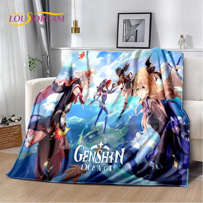 Genshin Impact Cartoon Game Soft Plush Blanket,Flannel Blanket Throw Blanket for Living Room Bedroom Bed Sofa Picnic Cover Kids