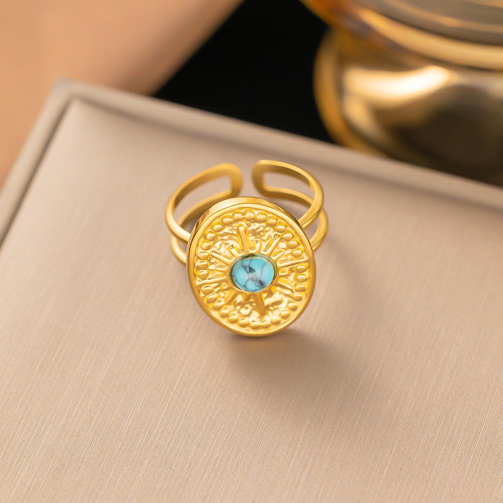 European/American Unique Medieval Metal Ring: Tiger Eye Stone, Open Design for Women